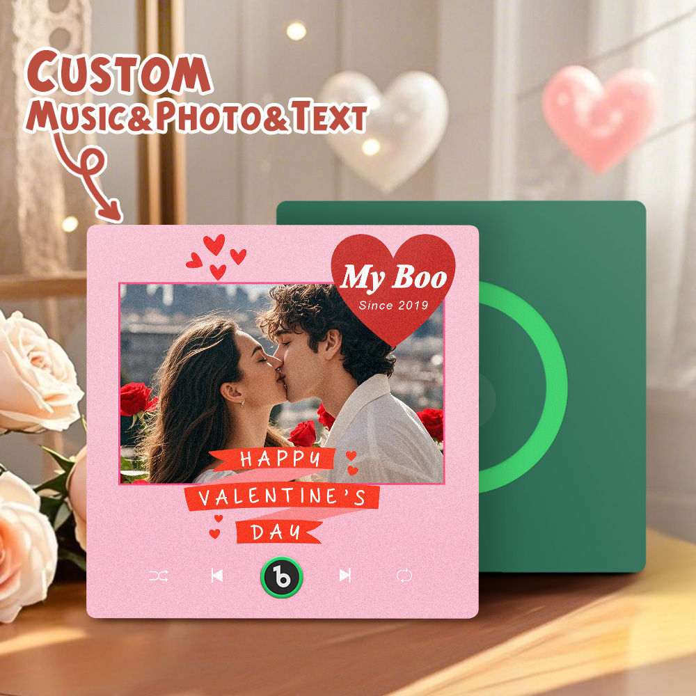 Custom Music Fridge Magnet Colorful Frame Album Fridge Magnet Can Play Songs Gift for Couple	 - MyFaceBoxerUK
