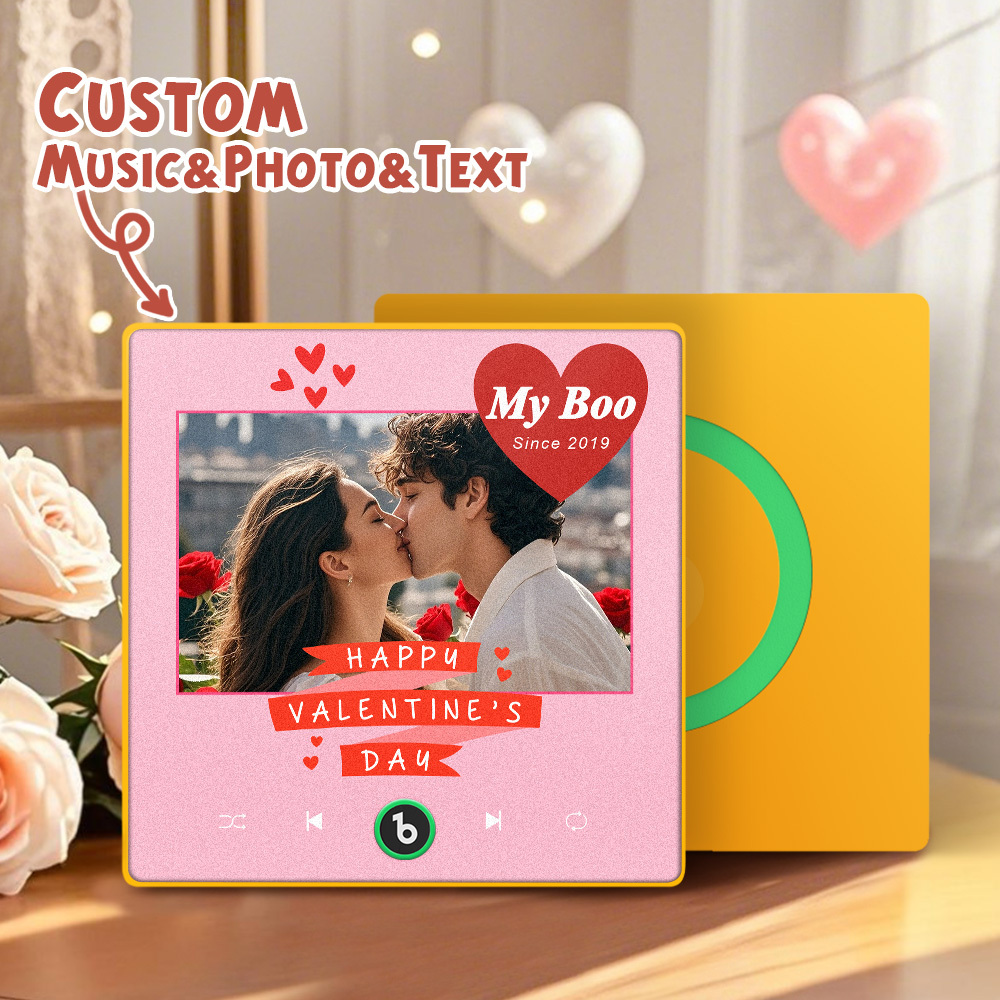 Custom Music Fridge Magnet Colorful Frame Album Fridge Magnet Can Play Songs Gift for Couple	 - MyFaceBoxerUK