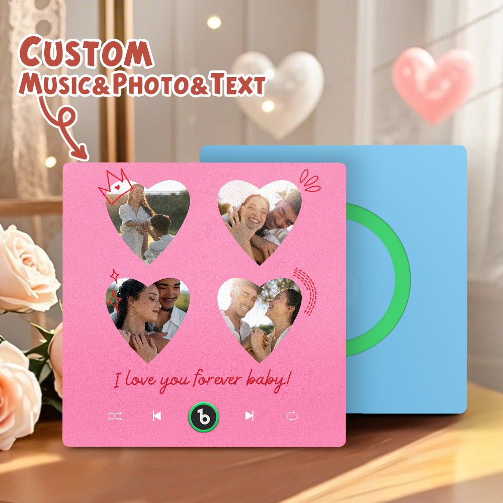 Custom Music Fridge Magnet Colorful Frame Album Fridge Magnet Can Play Songs Gift for Couple	 - MyFaceBoxerUK