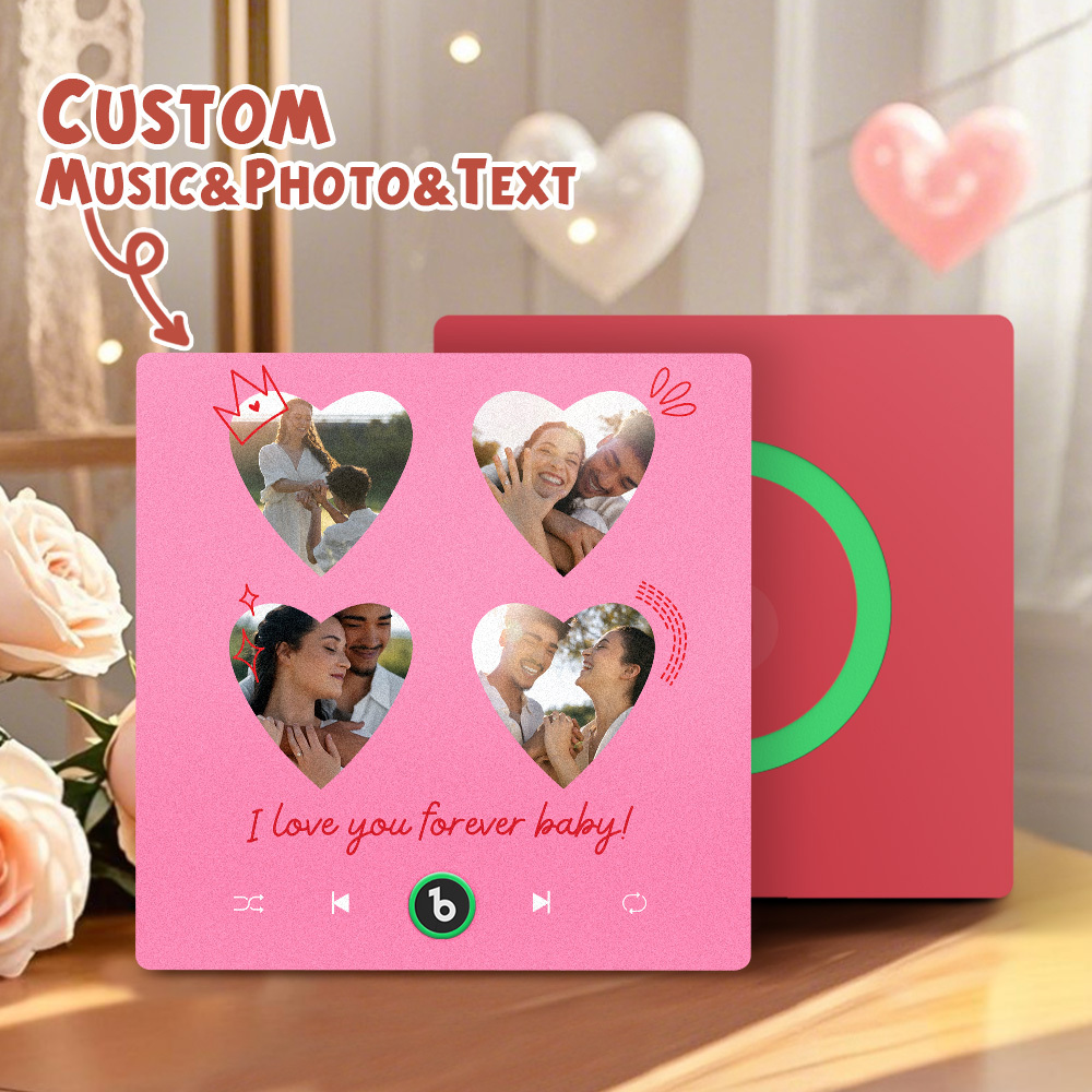 Custom Music Fridge Magnet Colorful Frame Album Fridge Magnet Can Play Songs Gift for Couple	 - MyFaceBoxerUK