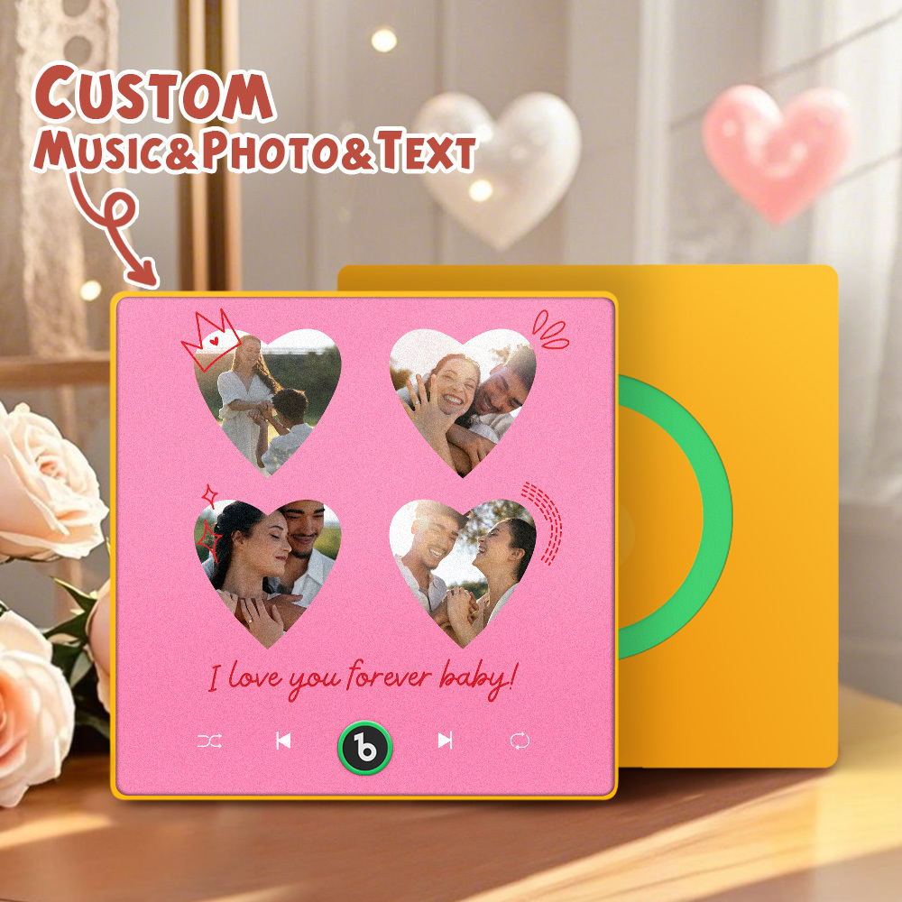 Custom Music Fridge Magnet Colorful Frame Album Fridge Magnet Can Play Songs Gift for Couple	 - MyFaceBoxerUK