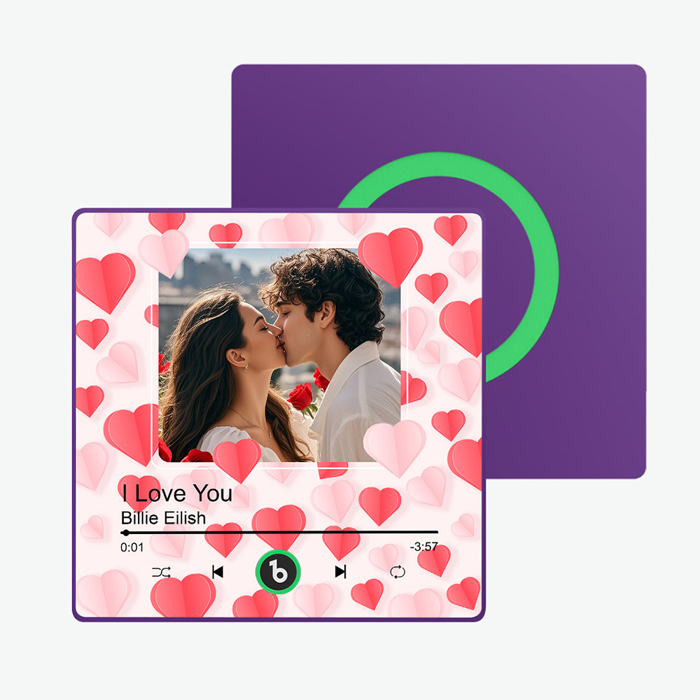 Custom Music Fridge Magnet Colorful Frame Album Fridge Magnet Can Play Songs Gift for Couple	 - MyFaceBoxerUK