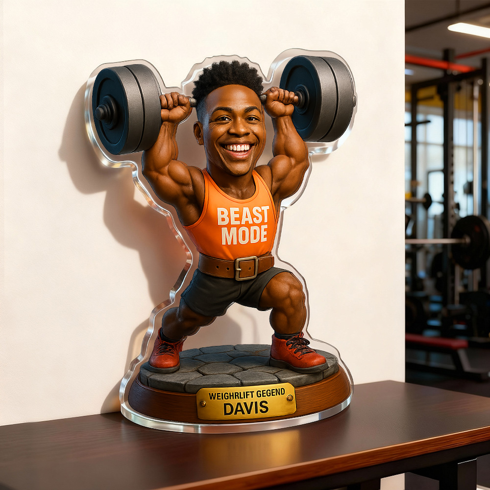 Personalized Acrylic Cartoon Fitness Figurine Ornament 2D Look 3D Pop