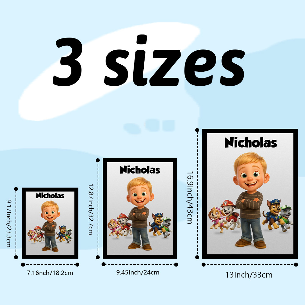 Personalized Dog Paws Cartoon Portrait: Custom Kid's Wall Art - MyfaceboxerUK