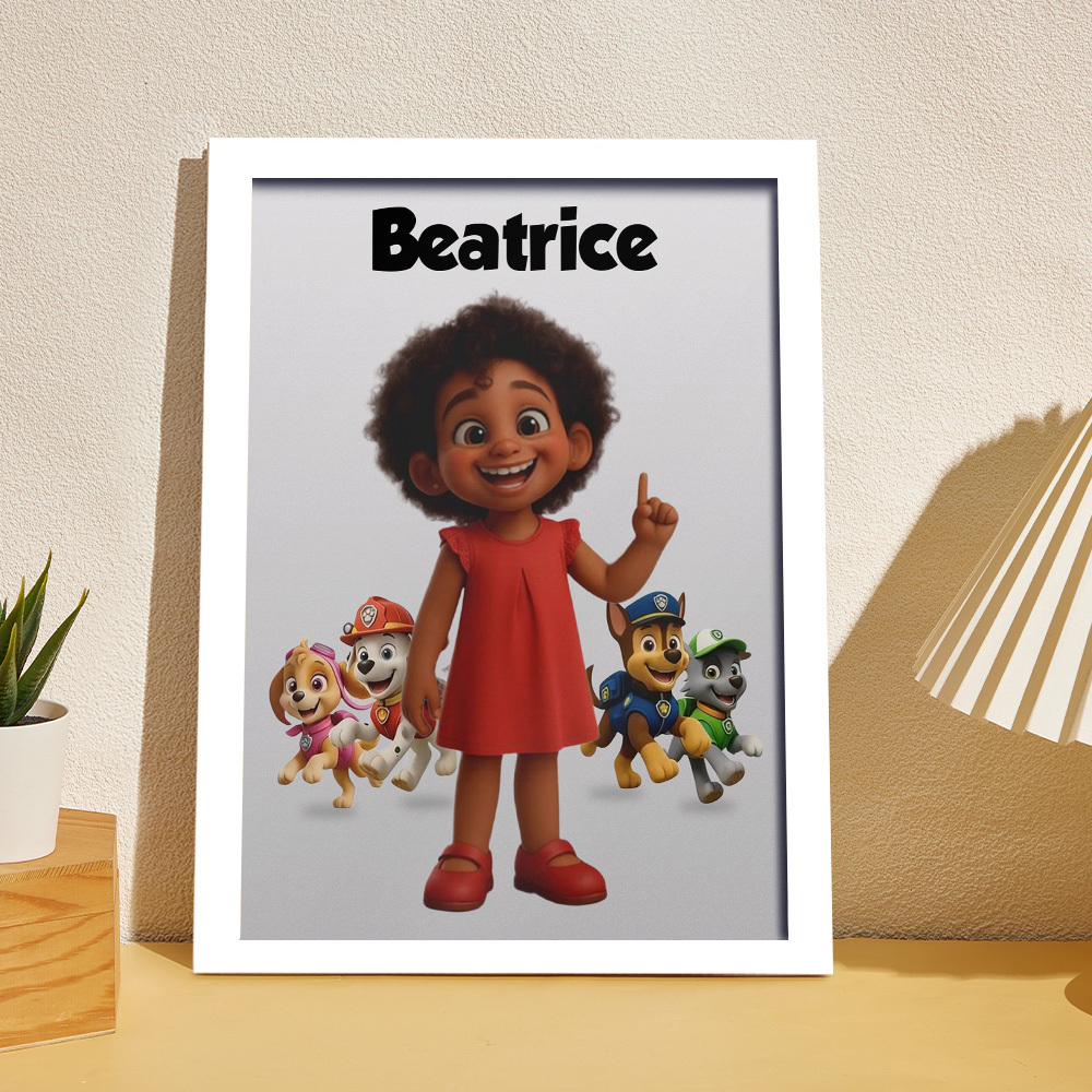 Personalized Dog Paws Cartoon Portrait: Custom Kid's Wall Art - MyfaceboxerUK