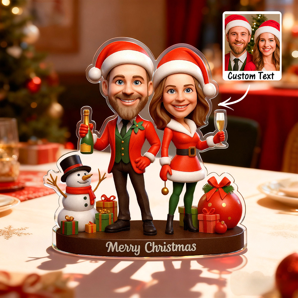 Personalized Couple Portrait Christmas Gift Acrylic Plaque - MyfaceboxerUK