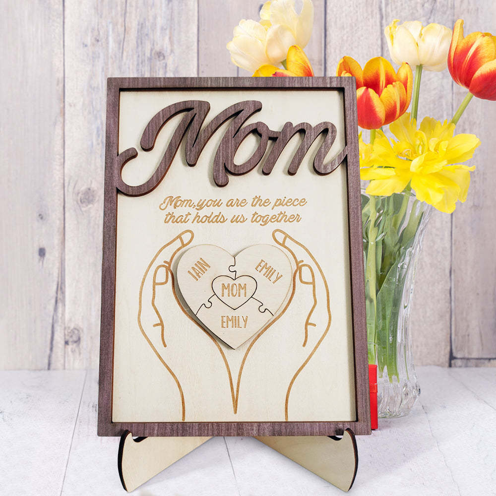 You Are the Piece That Holds Us Together Personalized Mom Puzzle Plaque Mom Puzzle Sign Mother's Day Gift - MyFaceBoxerUK