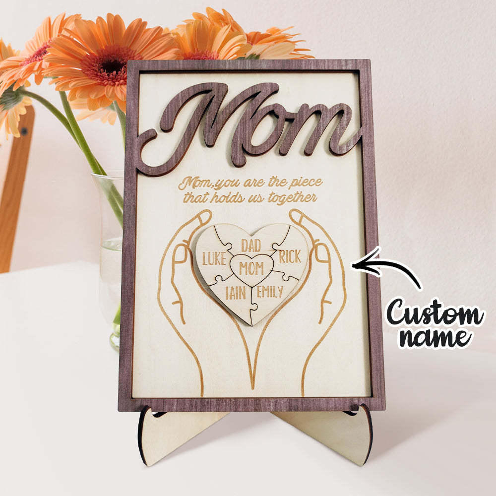 You Are the Piece That Holds Us Together Personalized Mom Puzzle Plaque Mom Puzzle Sign Mother's Day Gift - MyFaceBoxerUK