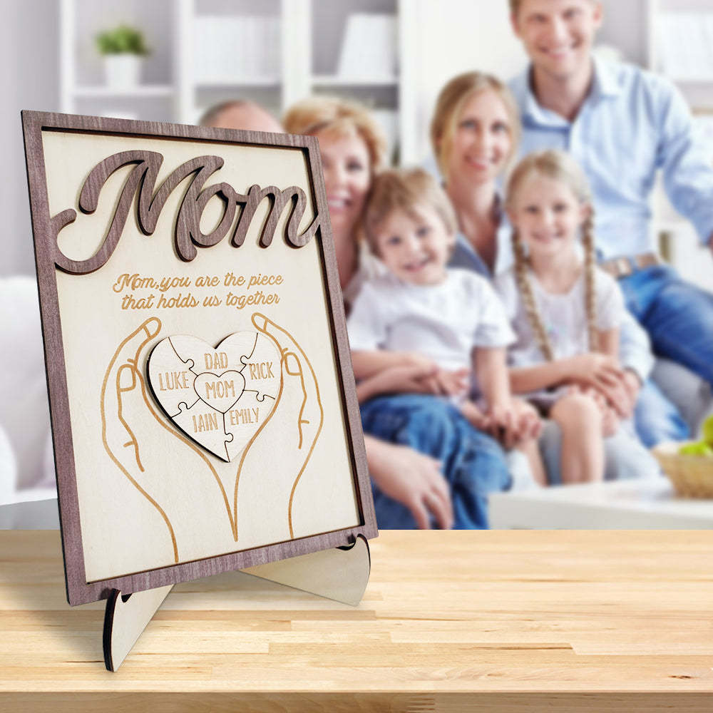 You Are the Piece That Holds Us Together Personalized Mom Puzzle Plaque Mom Puzzle Sign Mother's Day Gift - MyFaceBoxerUK