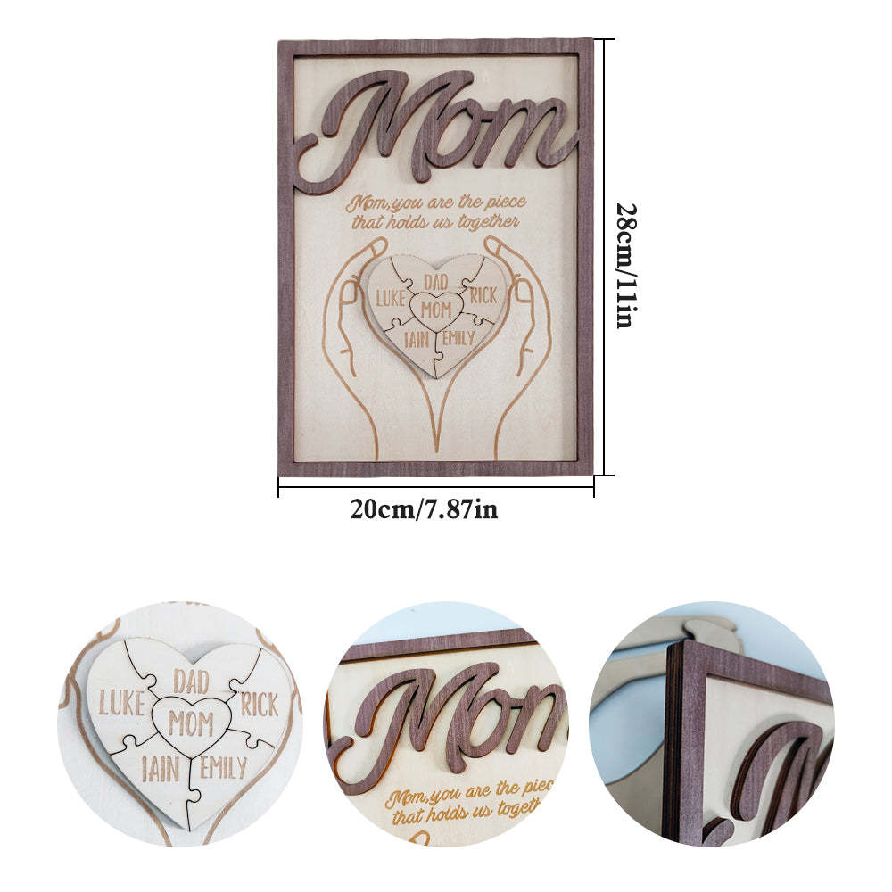 You Are the Piece That Holds Us Together Personalized Mom Puzzle Plaque Mom Puzzle Sign Mother's Day Gift - MyFaceBoxerUK