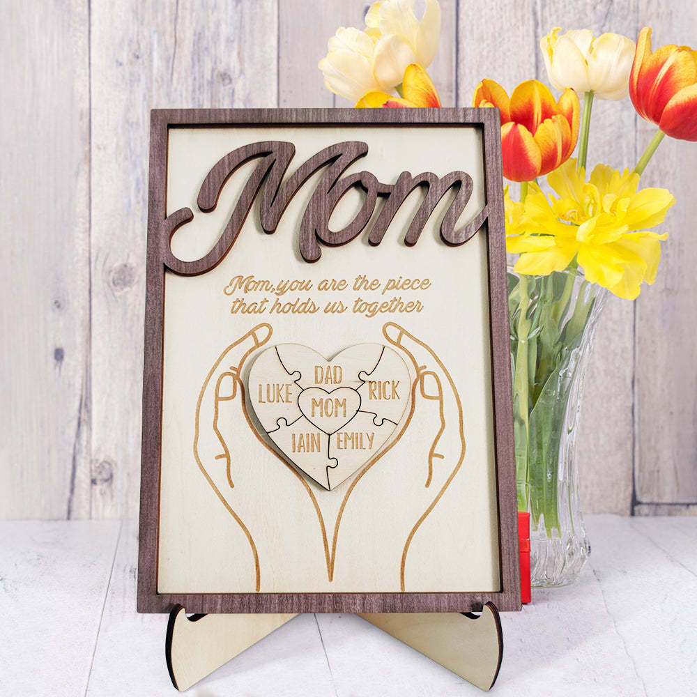 You Are the Piece That Holds Us Together Personalized Mom Puzzle Plaque Mom Puzzle Sign Mother's Day Gift - MyFaceBoxerUK