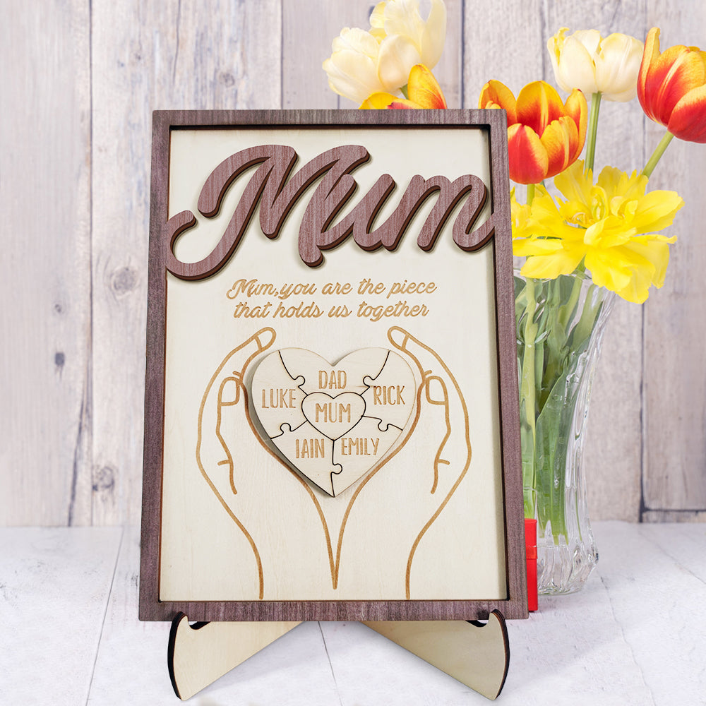 You Are the Piece That Holds Us Together Personalized Mum Puzzle Plaque Mum Puzzle Sign Mother's Day Gift