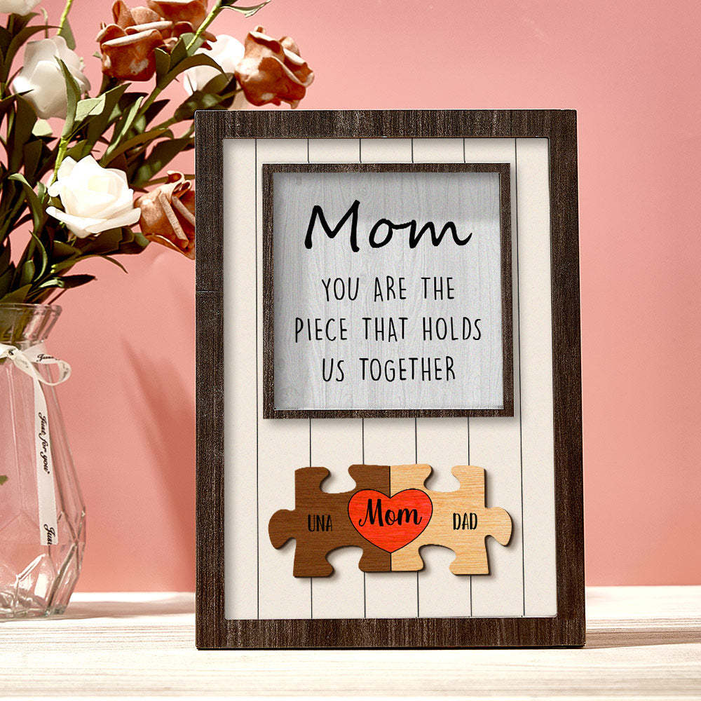 Personalized Mom Puzzle Plaque You Are the Piece That Holds Us Together Custom Family Member Puzzle Sign Mother's Day Gift - MyFaceBoxerUK