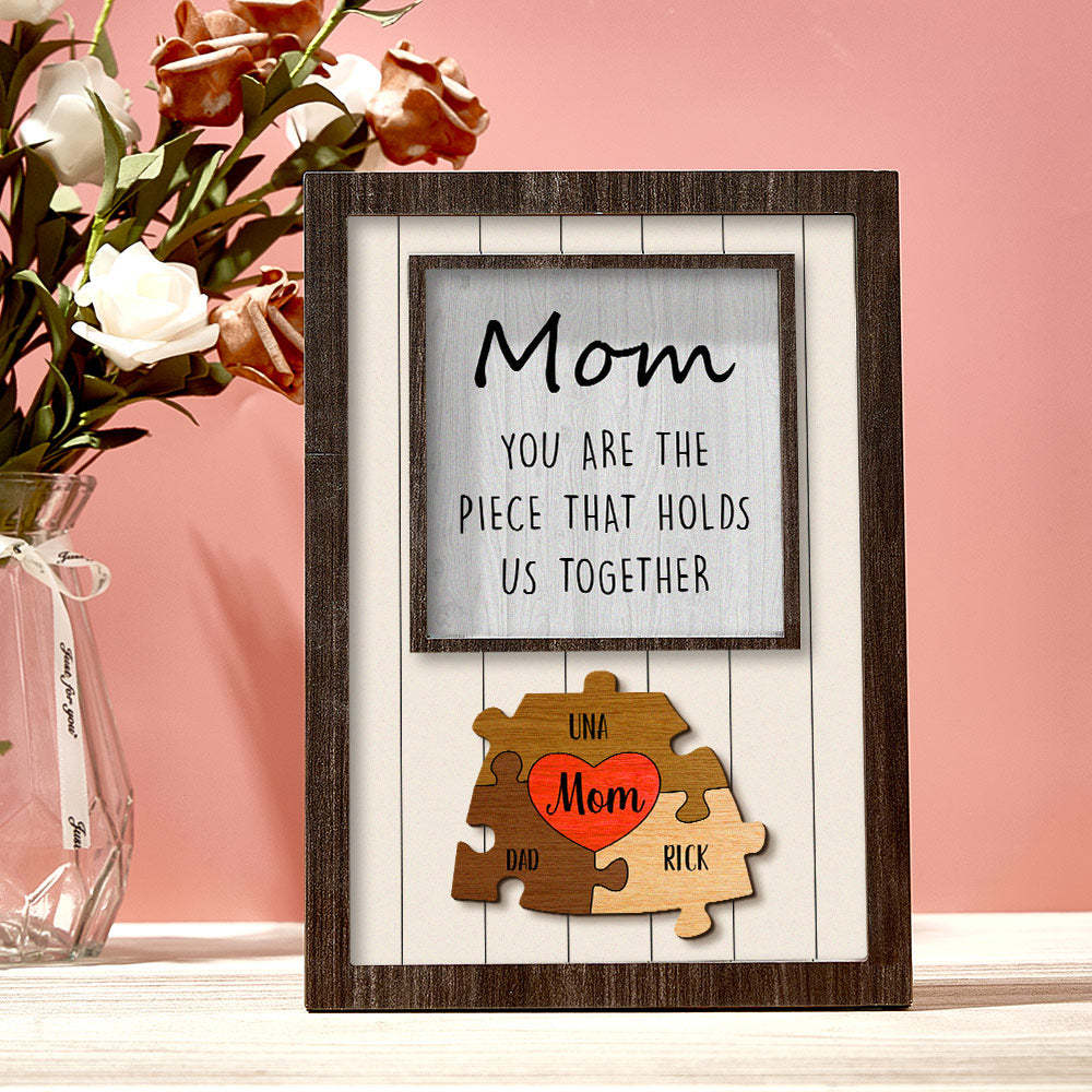Personalized Mom Puzzle Plaque You Are the Piece That Holds Us Together Custom Family Member Puzzle Sign Mother's Day Gift	 - MyFaceBoxerUK
