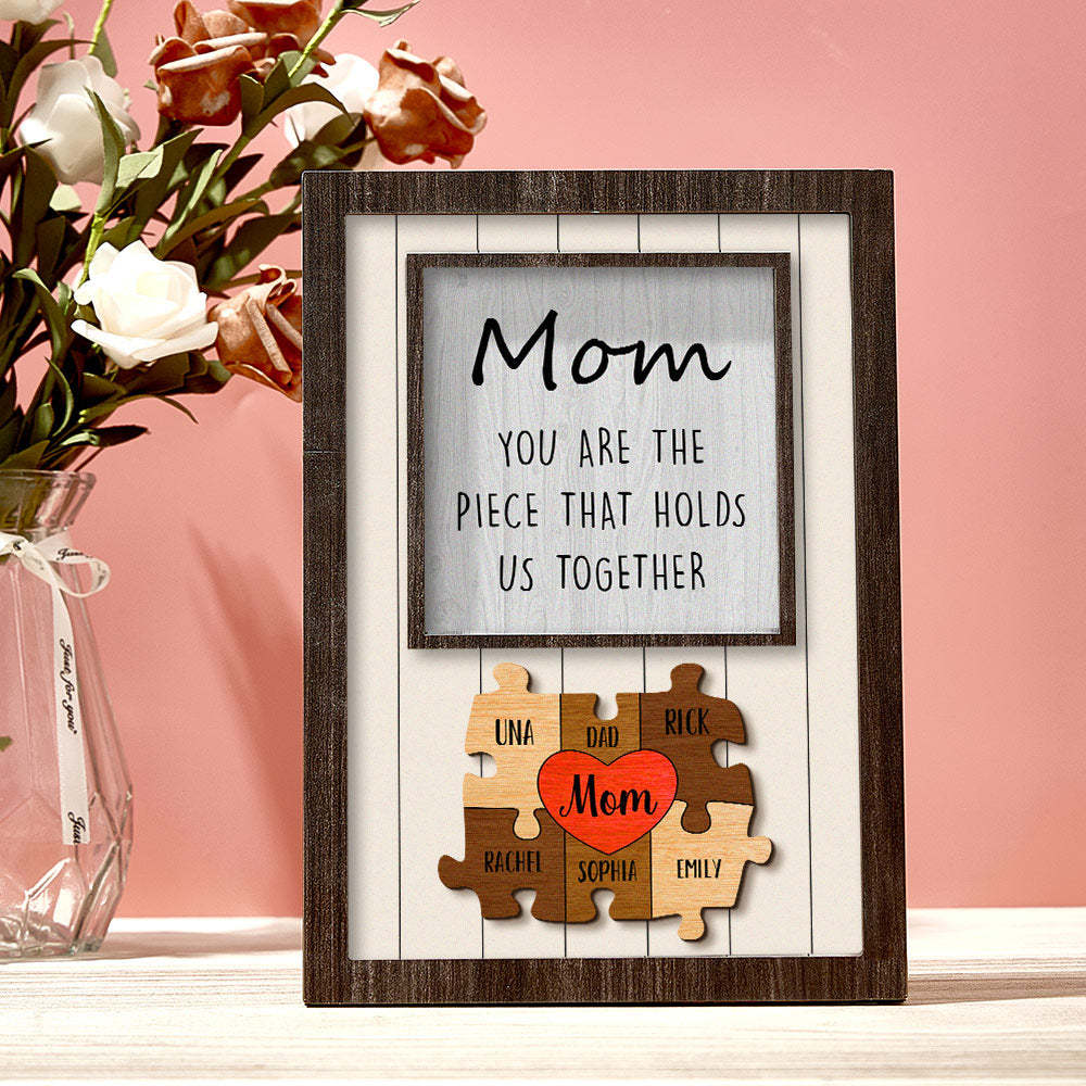Personalized Mom Puzzle Plaque You Are the Piece That Holds Us Together Custom Family Member Puzzle Sign Mother's Day Gift - MyFaceBoxerUK