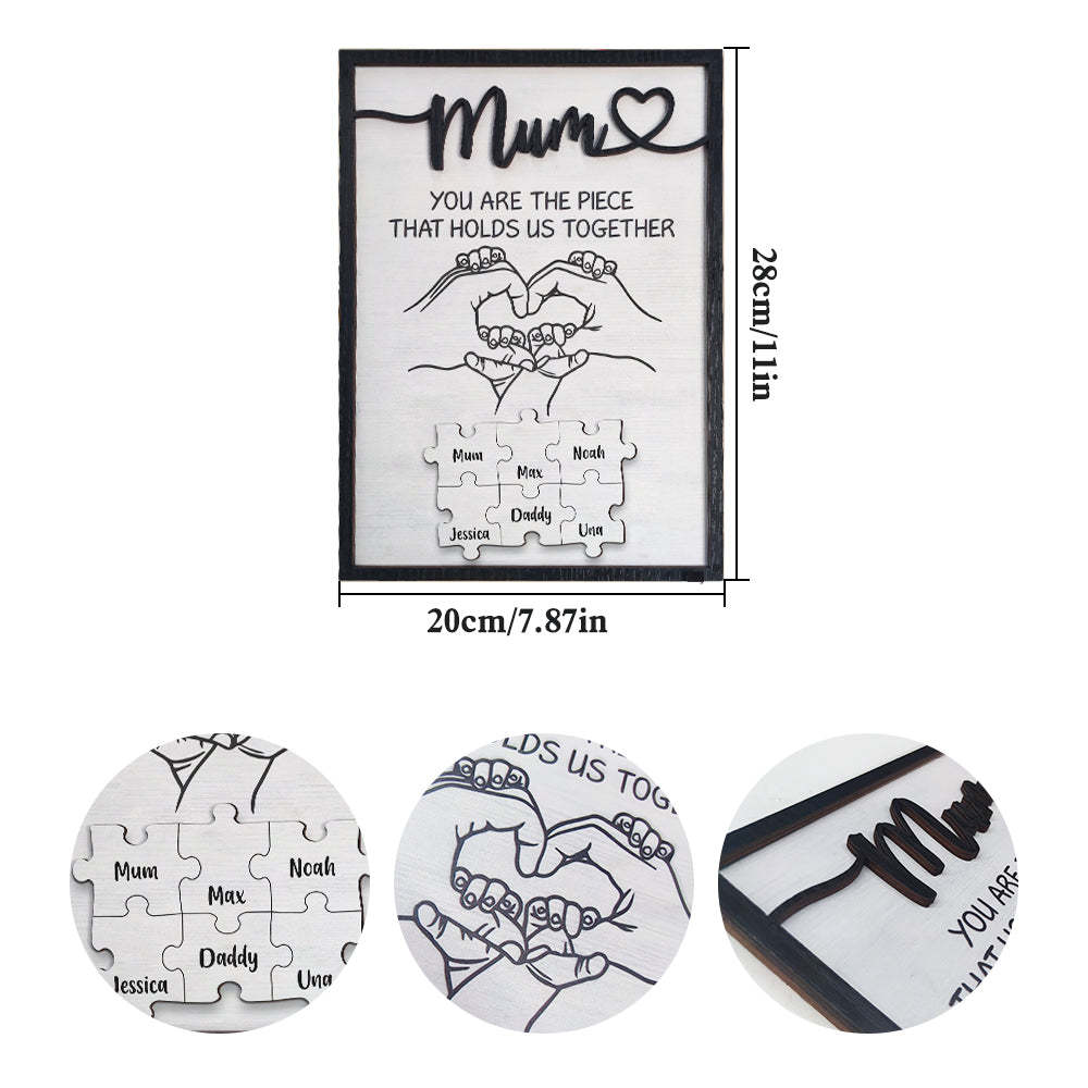 Personalized Mum Puzzle Plaque You Are the Piece That Holds Us Together Custom Family Member Puzzle Sign Mother's Day Gifts - MyFaceBoxerUK