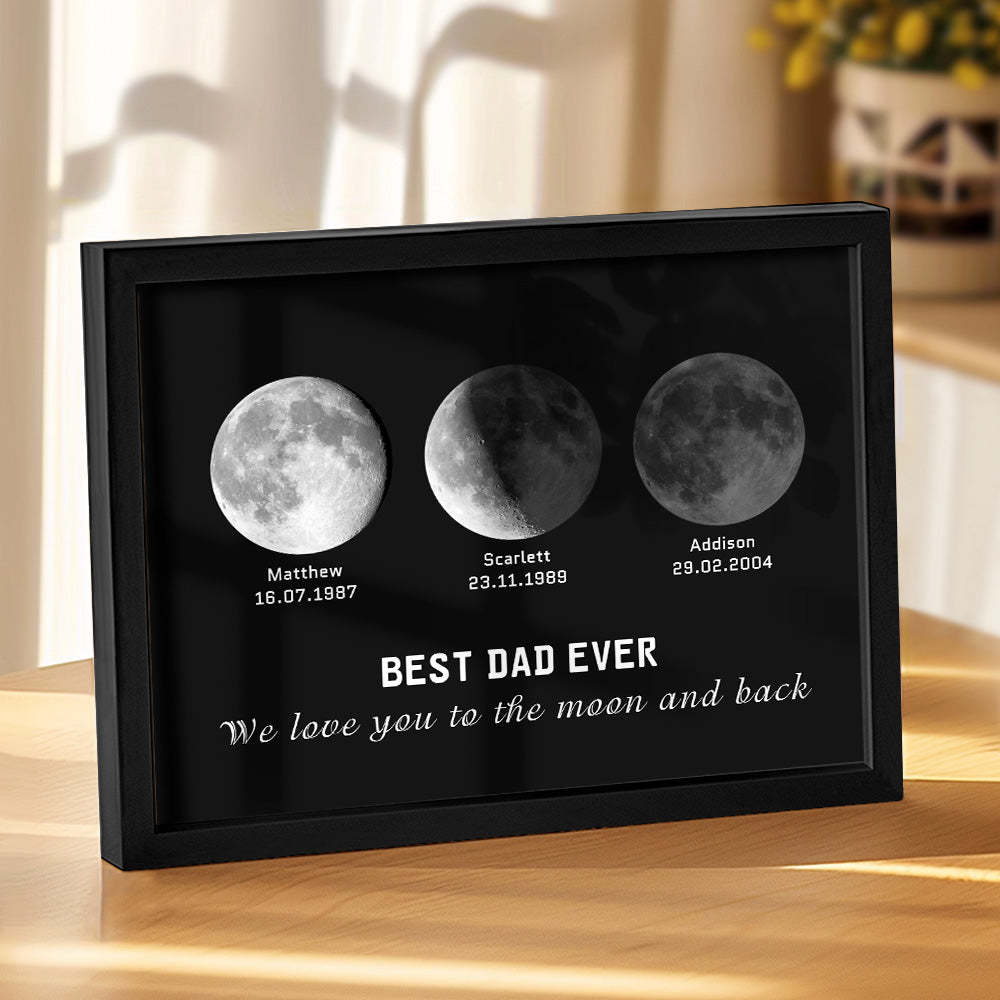 Personalized Moon Phase Wood Frame Family Keepsake Gifts for Dad - MyFaceBoxerUK