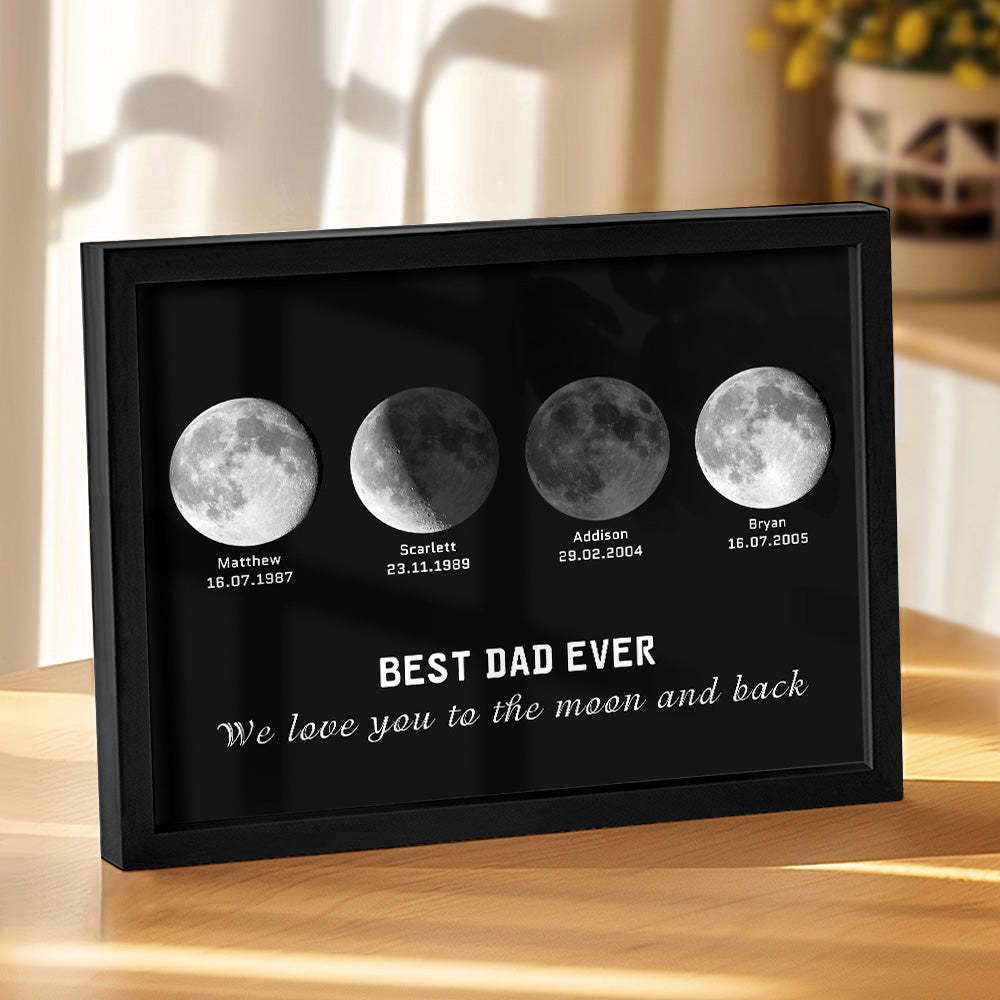 Personalized Moon Phase Wood Frame Family Keepsake Gifts for Dad - MyFaceBoxerUK