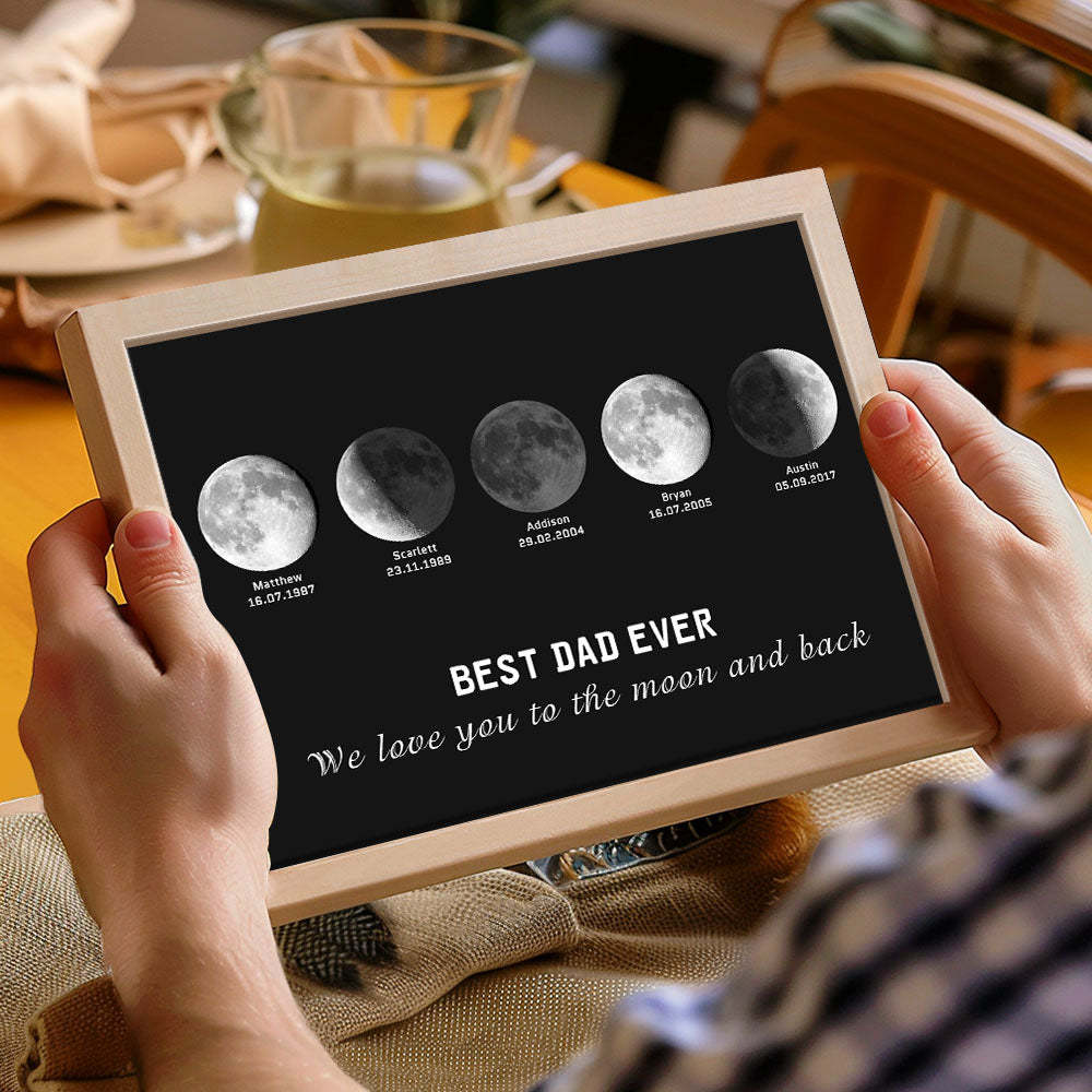 Personalized Moon Phase Wood Frame Family Keepsake Gifts for Dad - MyFaceBoxerUK