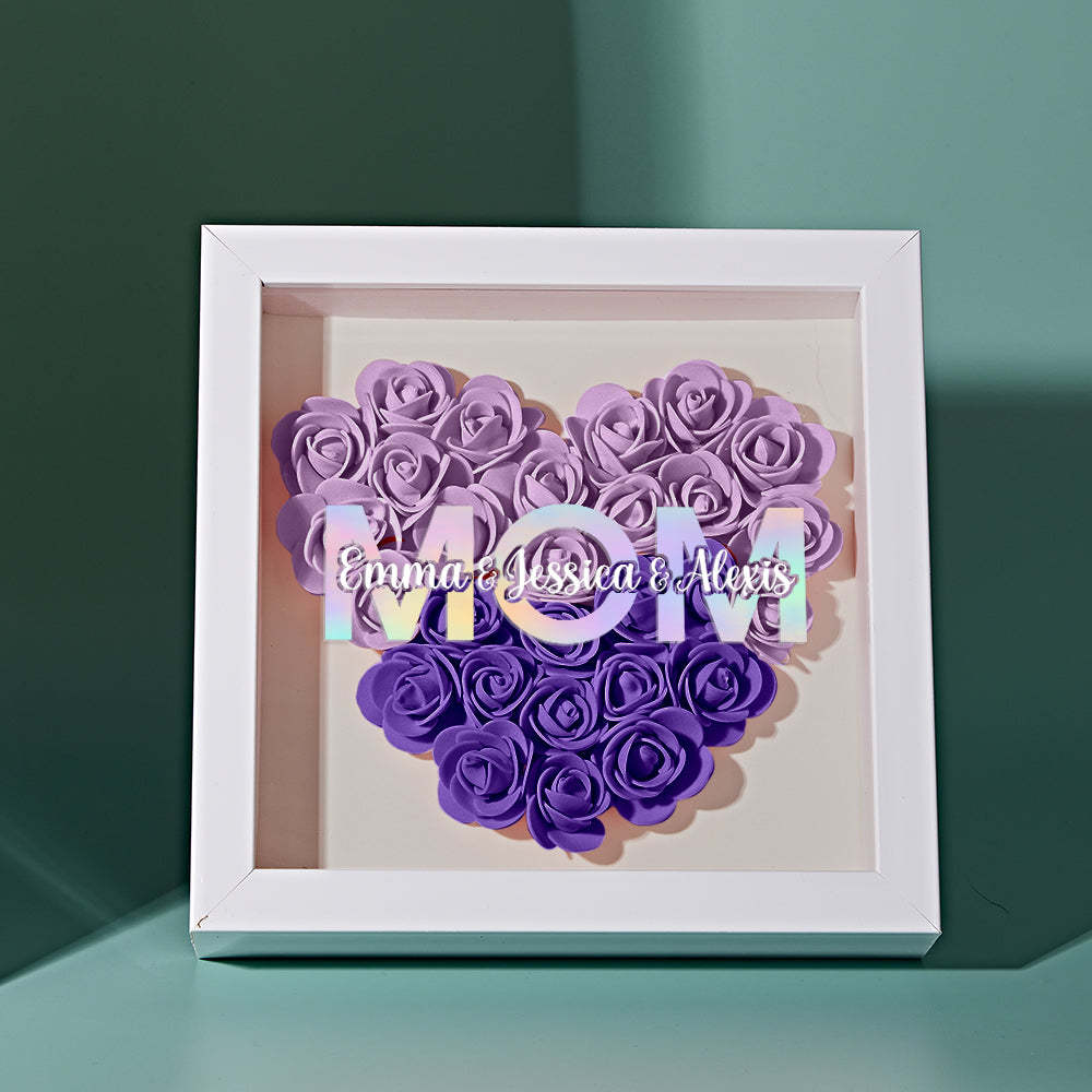Custom Flower Shadow Box Frame with Name Mother's Day Gift - MyFaceBoxerUK