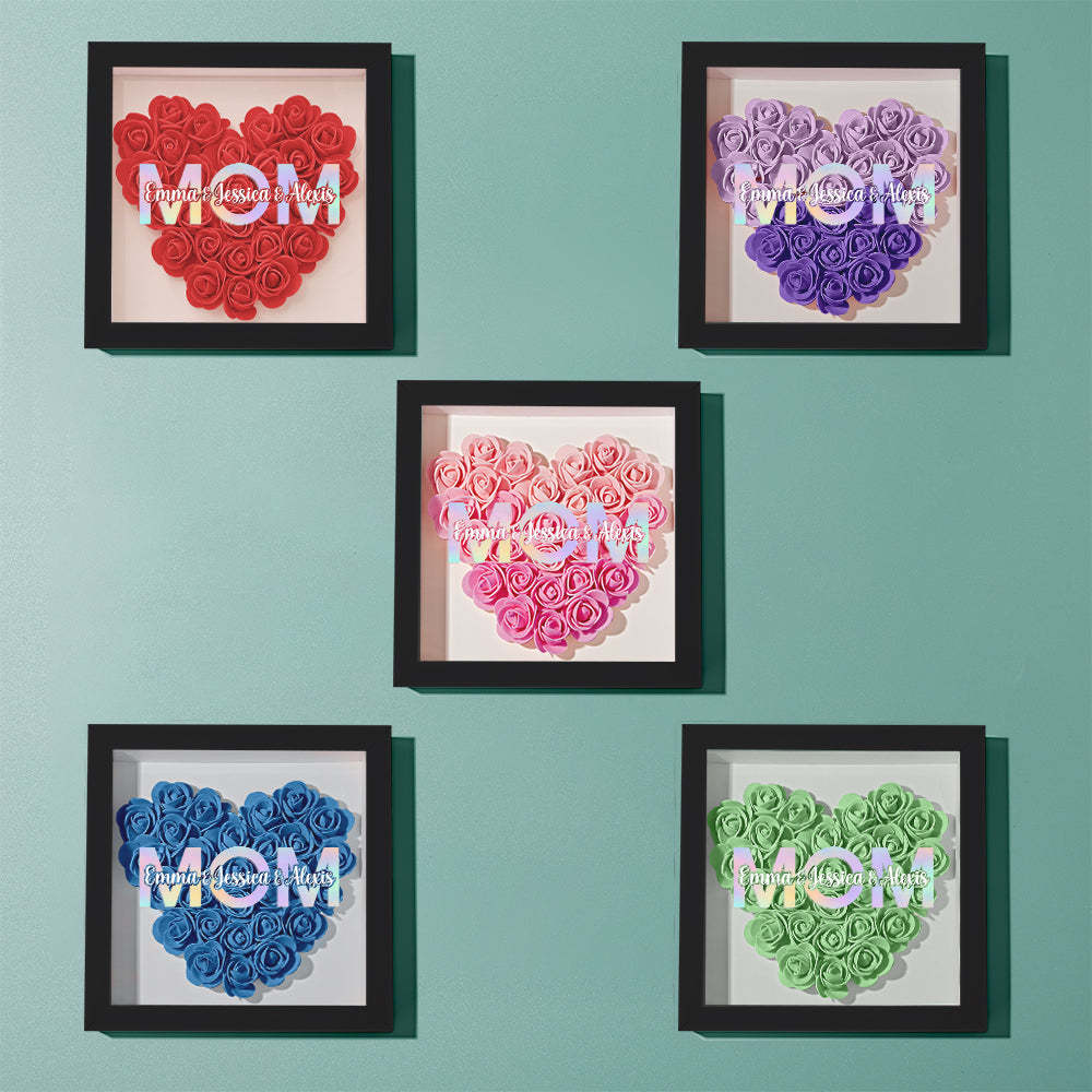 Custom Flower Shadow Box Frame with Name Mother's Day Gift - MyFaceBoxerUK