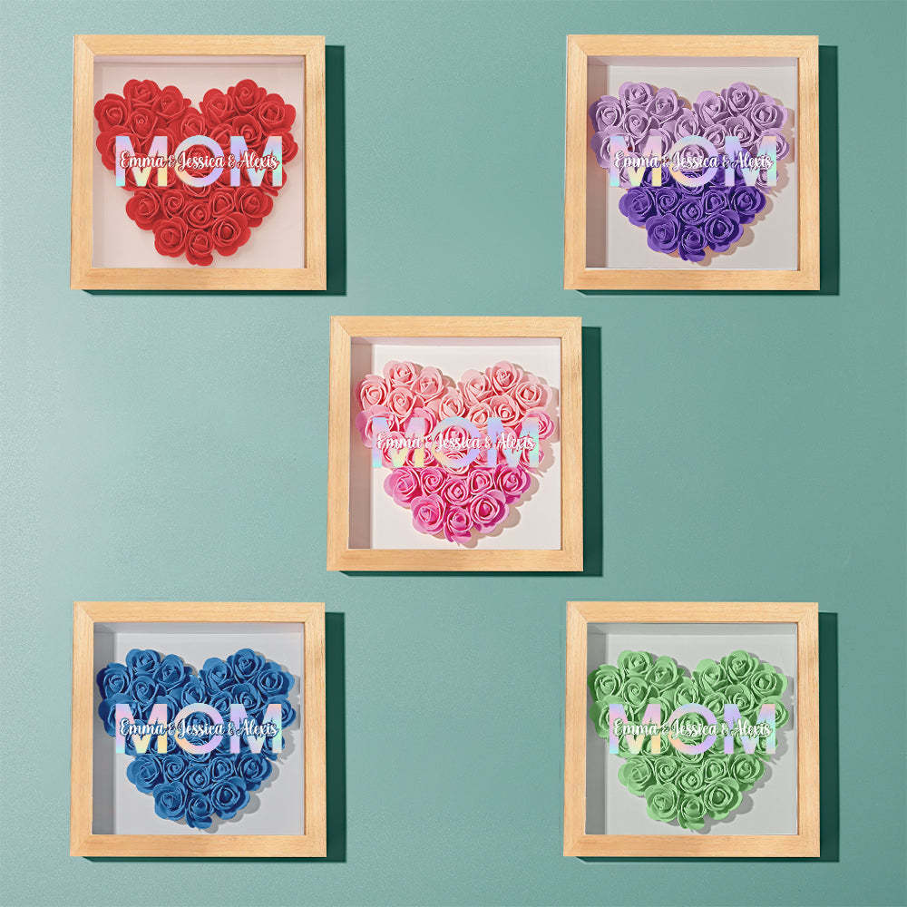 Custom Flower Shadow Box Frame with Name Mother's Day Gift - MyFaceBoxerUK