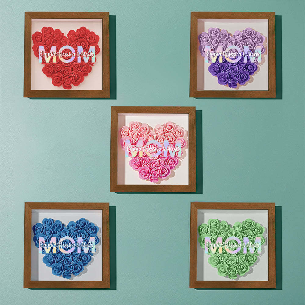 Custom Flower Shadow Box Frame with Name Mother's Day Gift - MyFaceBoxerUK