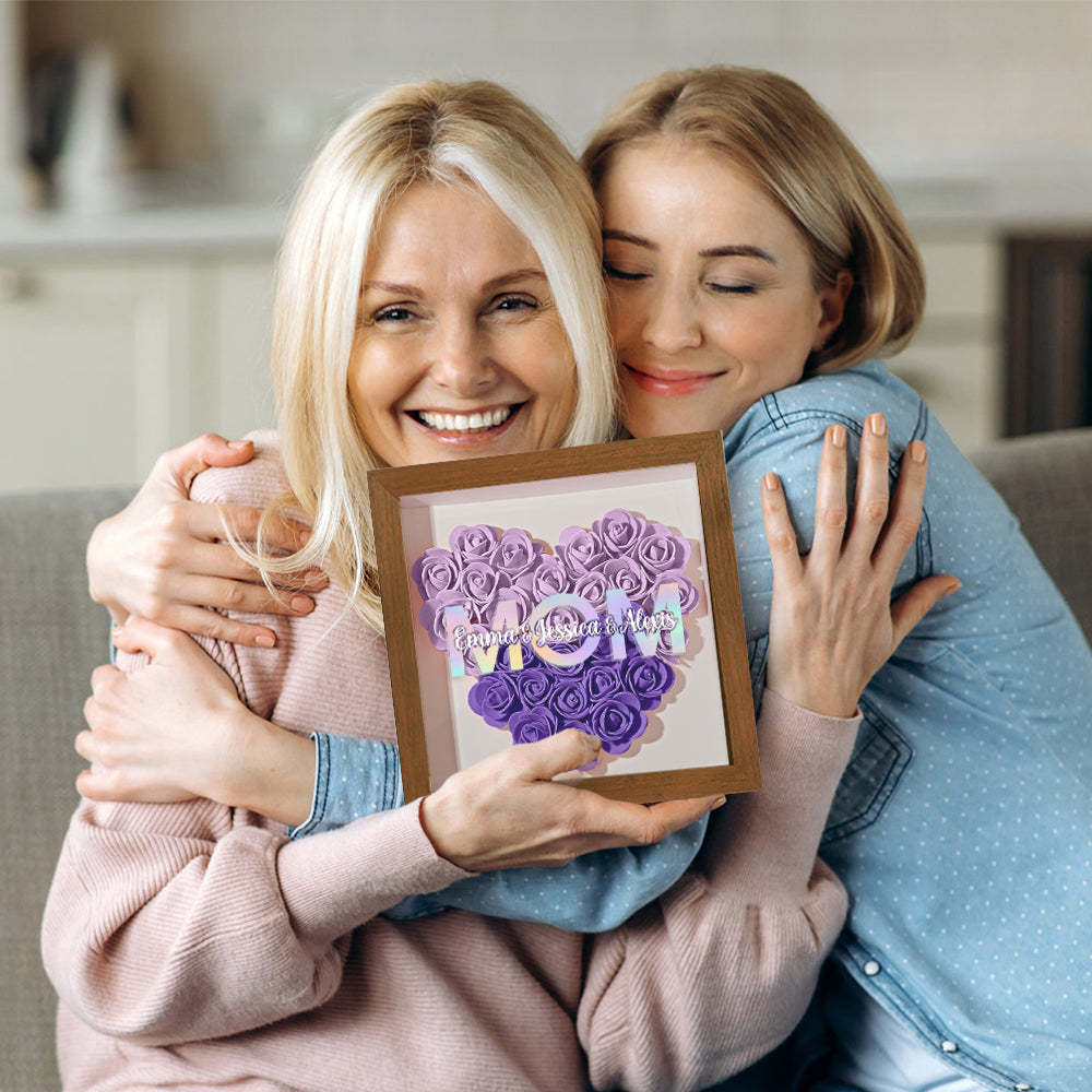 Custom Flower Shadow Box Frame with Name Mother's Day Gift - MyFaceBoxerUK
