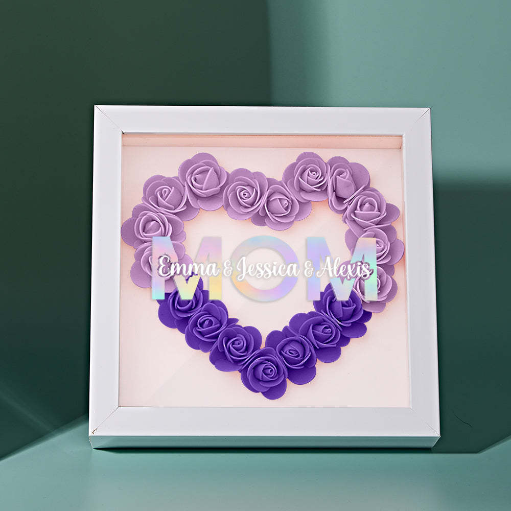 Custom Flower Shadow Box Frame with Name Mother's Day Gift - MyFaceBoxerUK