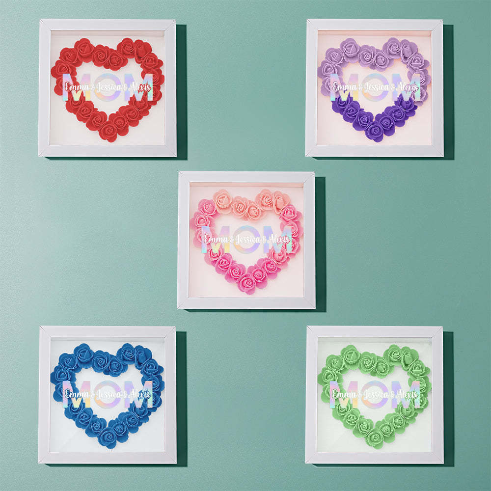 Custom Flower Shadow Box Frame with Name Mother's Day Gift - MyFaceBoxerUK