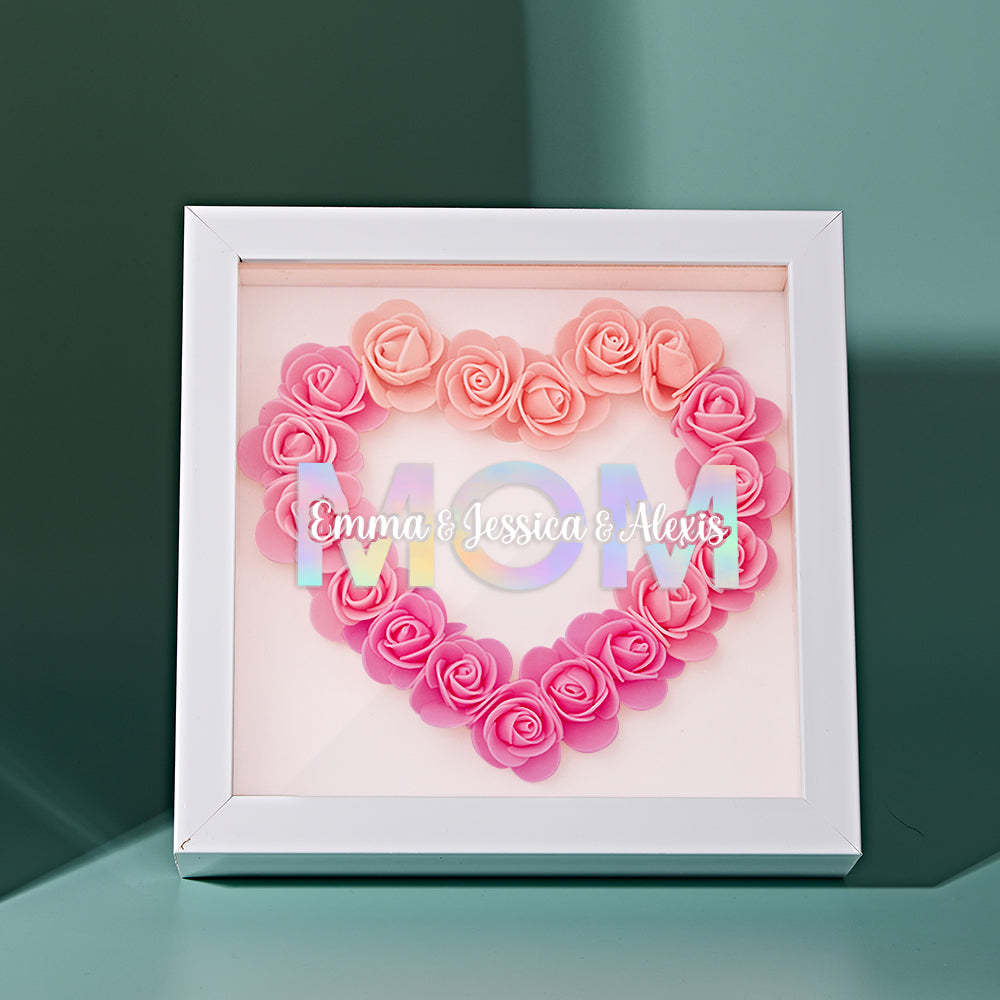 Custom Flower Shadow Box Frame with Name Mother's Day Gift - MyFaceBoxerUK