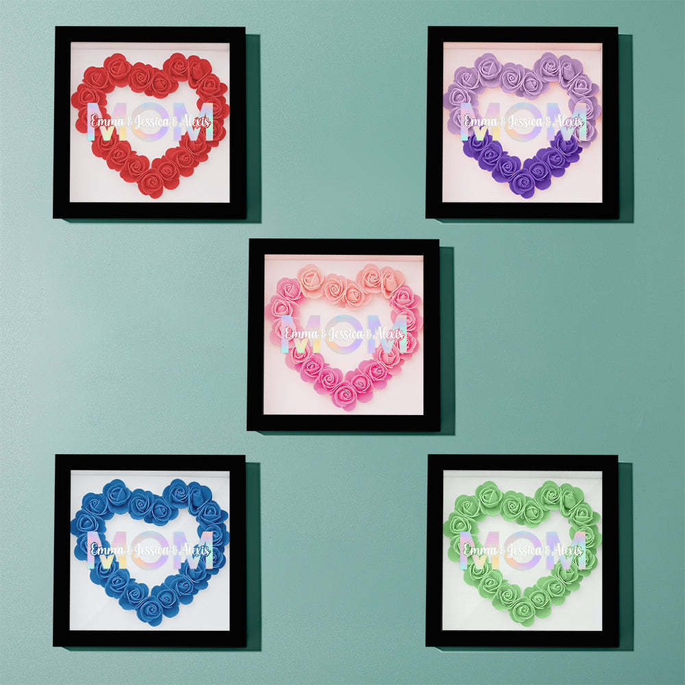 Custom Flower Shadow Box Frame with Name Mother's Day Gift - MyFaceBoxerUK