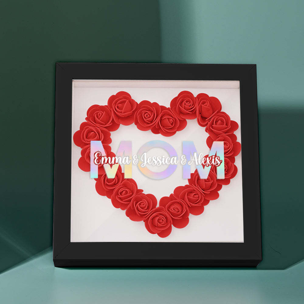 Custom Flower Shadow Box Frame with Name Mother's Day Gift - MyFaceBoxerUK