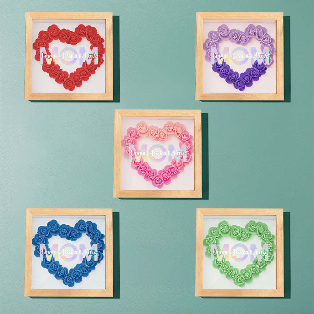 Custom Flower Shadow Box Frame with Name Mother's Day Gift - MyFaceBoxerUK