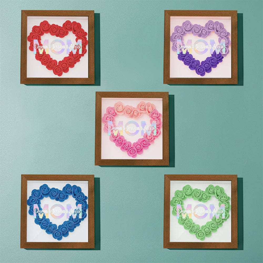 Custom Flower Shadow Box Frame with Name Mother's Day Gift - MyFaceBoxerUK