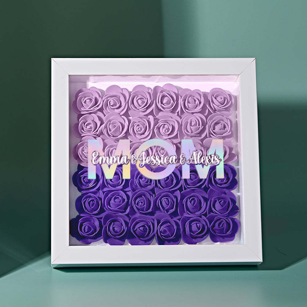 Custom Flower Shadow Box Frame with Name Mother's Day Gift - MyFaceBoxerUK