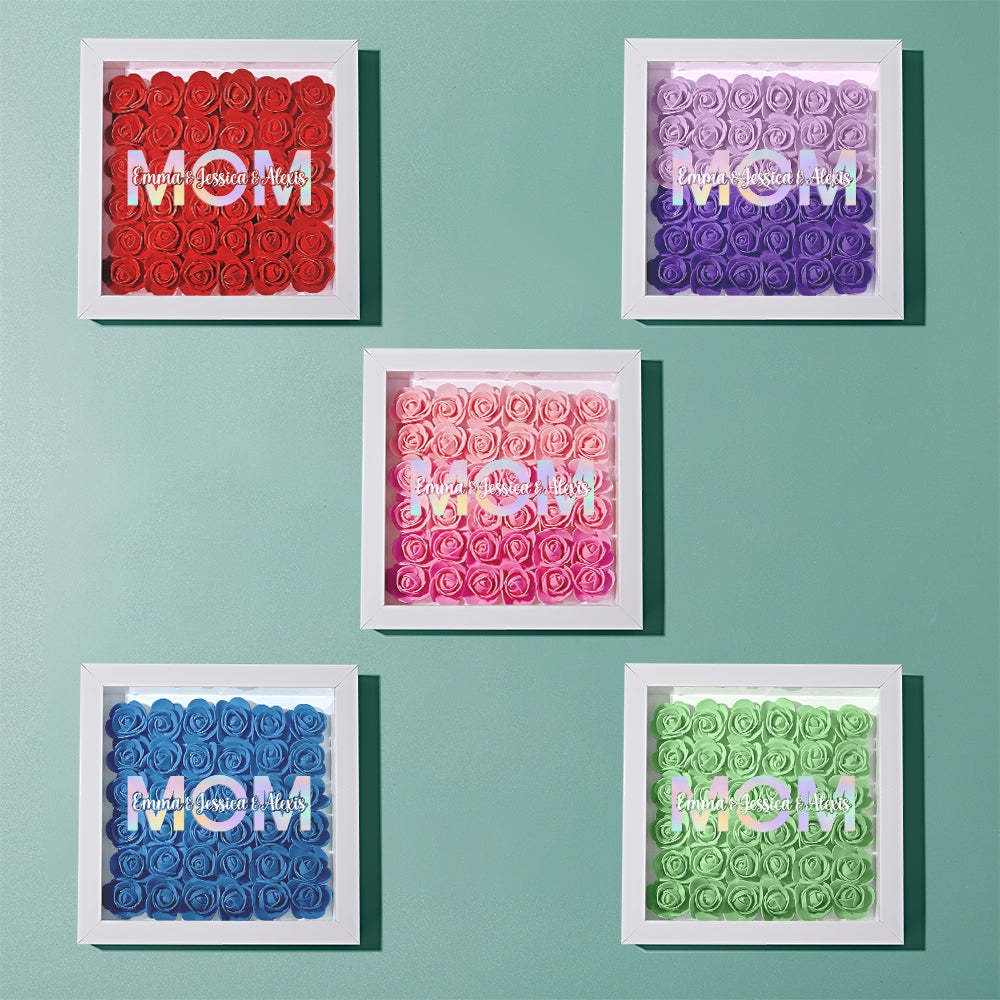 Custom Flower Shadow Box Frame with Name Mother's Day Gift - MyFaceBoxerUK