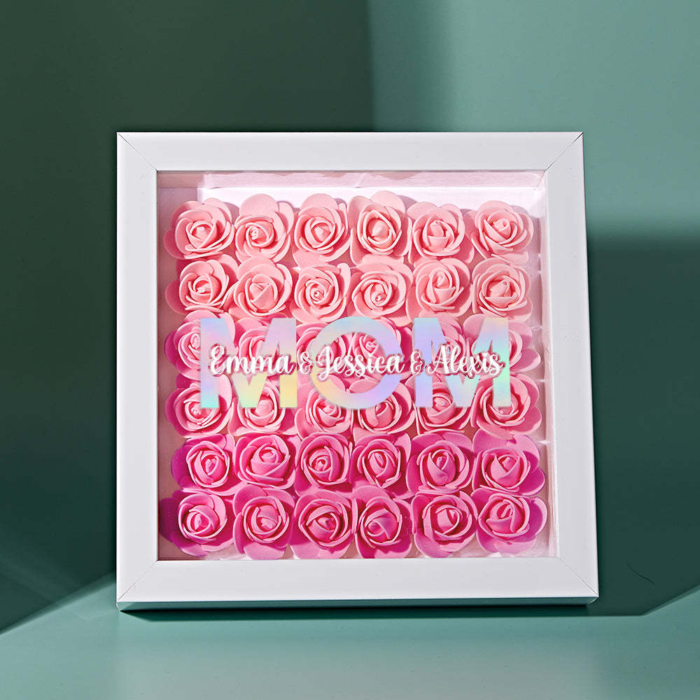 Custom Flower Shadow Box Frame with Name Mother's Day Gift - MyFaceBoxerUK