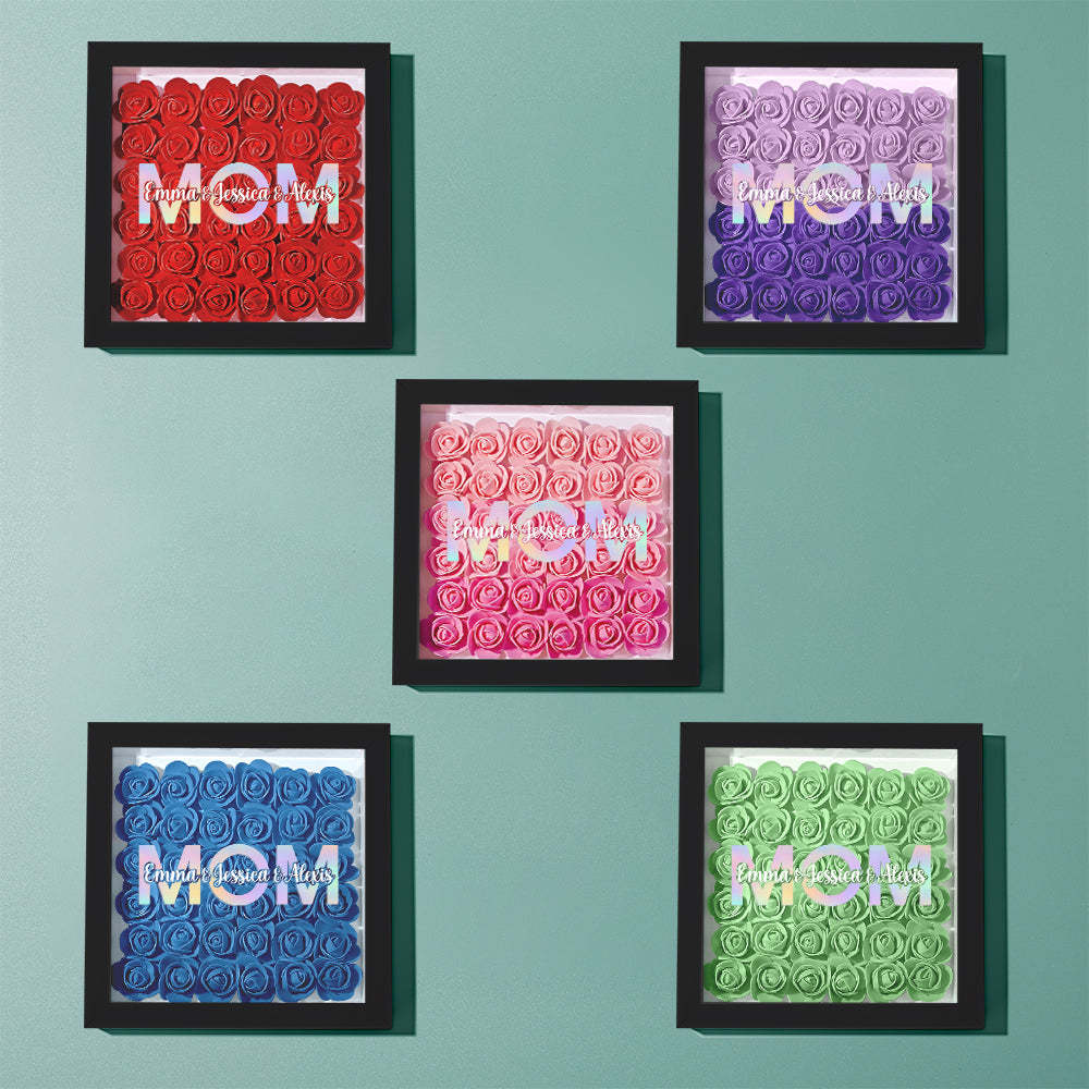 Custom Flower Shadow Box Frame with Name Mother's Day Gift - MyFaceBoxerUK