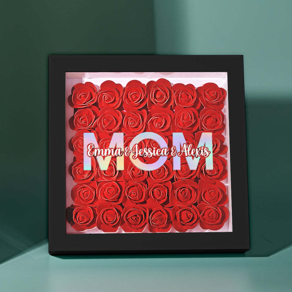 Custom Flower Shadow Box Frame with Name Mother's Day Gift - MyFaceBoxerUK