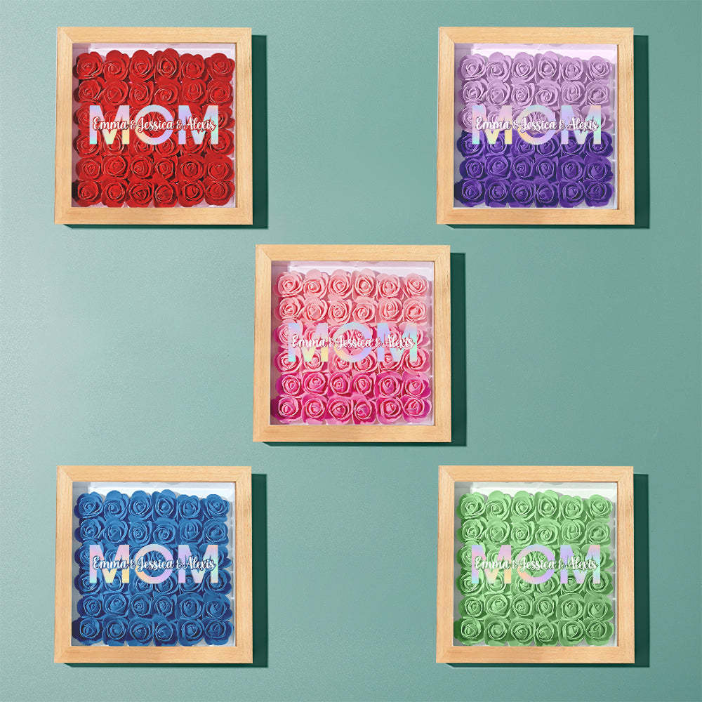 Custom Flower Shadow Box Frame with Name Mother's Day Gift - MyFaceBoxerUK