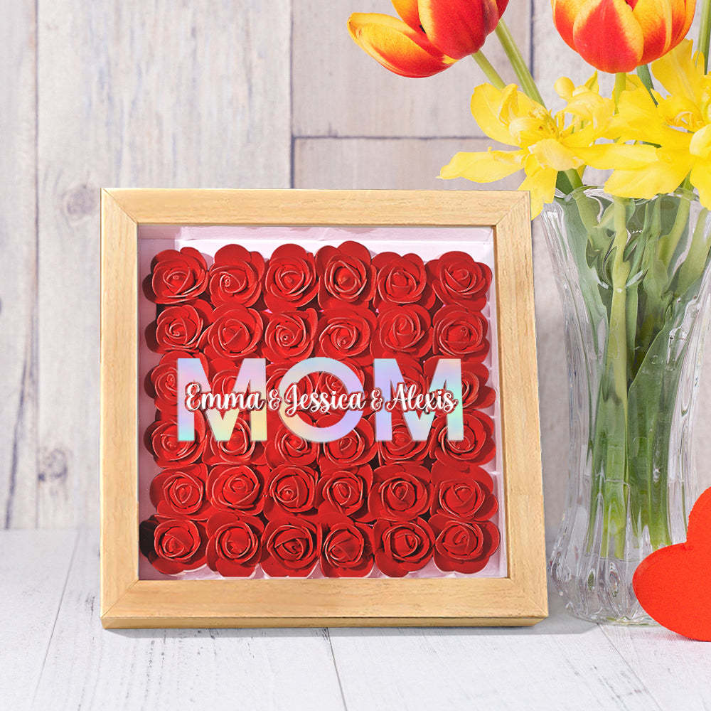 Custom Flower Shadow Box Frame with Name Mother's Day Gift - MyFaceBoxerUK