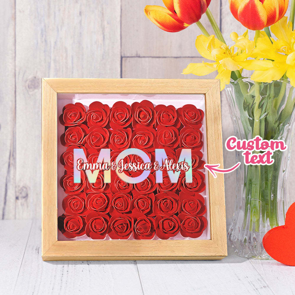 Custom Flower Shadow Box Frame with Name Mother's Day Gift - MyFaceBoxerUK