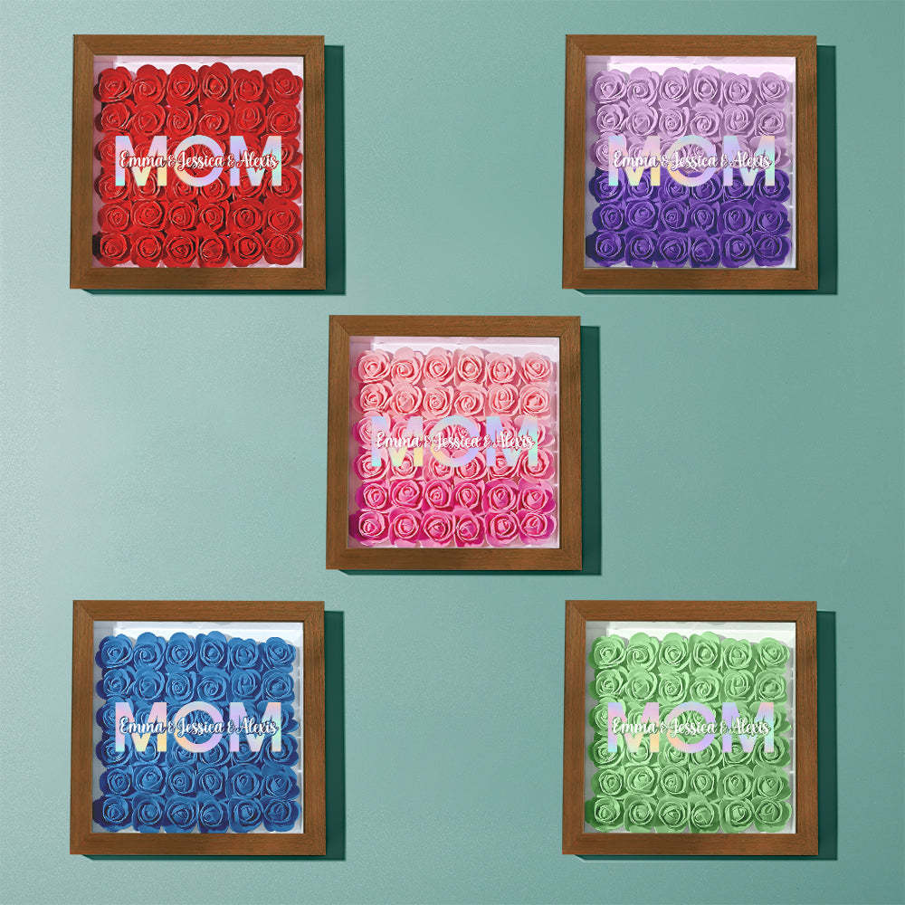 Custom Flower Shadow Box Frame with Name Mother's Day Gift - MyFaceBoxerUK