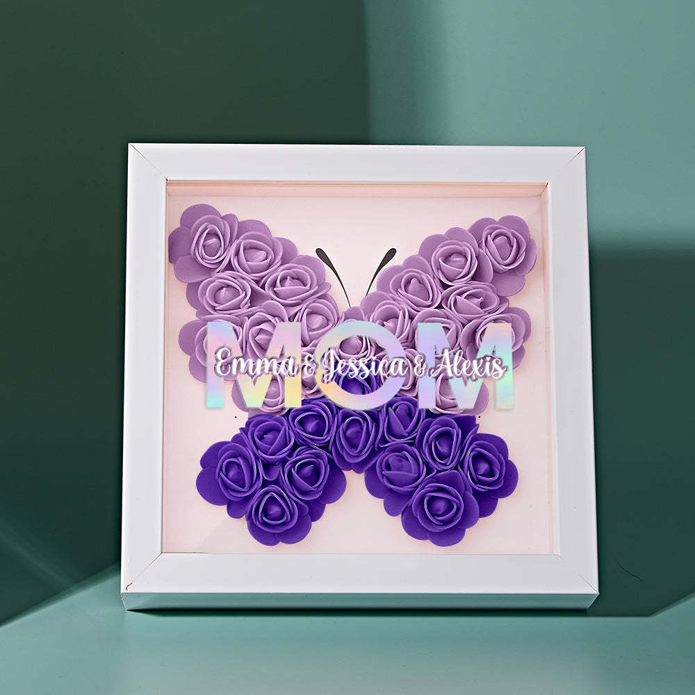Custom Flower Shadow Box Frame with Name Mother's Day Gift - MyFaceBoxerUK