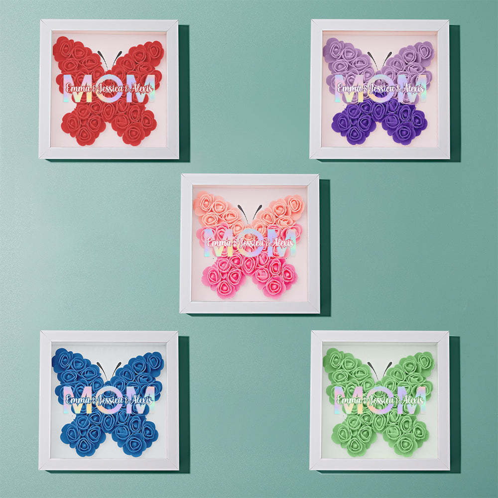 Custom Flower Shadow Box Frame with Name Mother's Day Gift - MyFaceBoxerUK