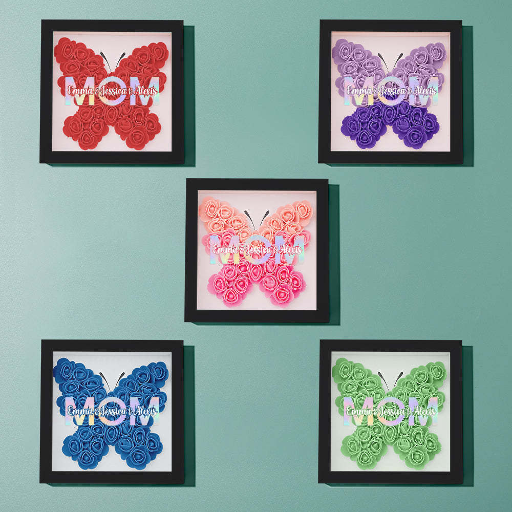 Custom Flower Shadow Box Frame with Name Mother's Day Gift - MyFaceBoxerUK