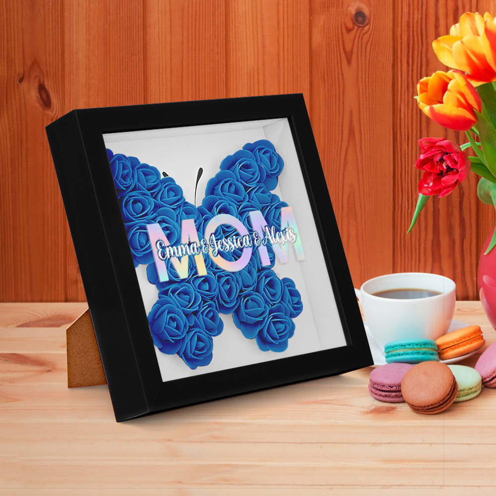 Custom Flower Shadow Box Frame with Name Mother's Day Gift - MyFaceBoxerUK