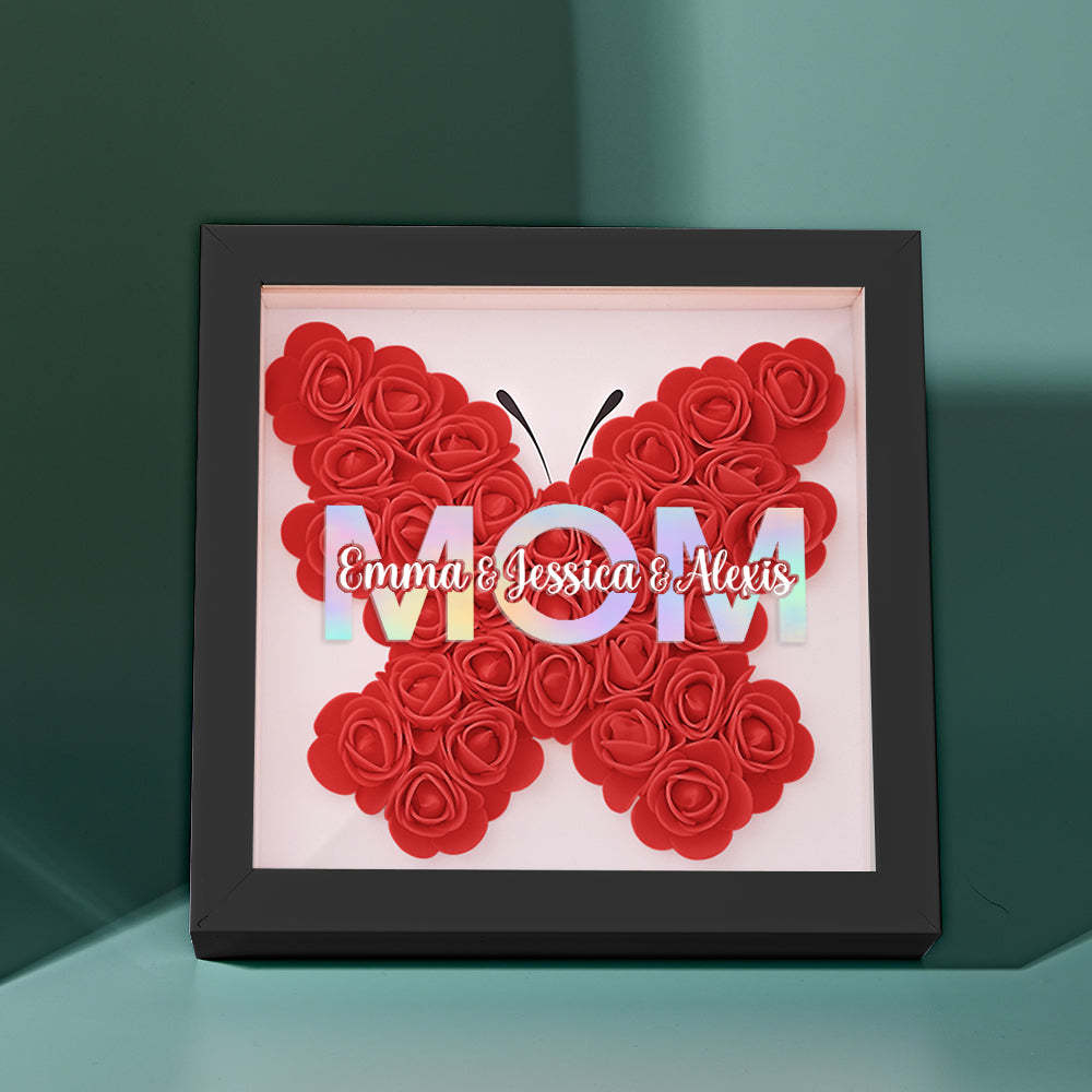 Custom Flower Shadow Box Frame with Name Mother's Day Gift - MyFaceBoxerUK
