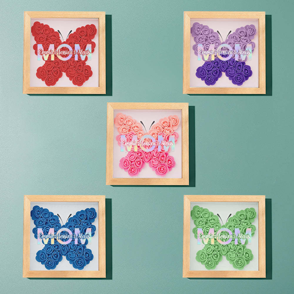Custom Flower Shadow Box Frame with Name Mother's Day Gift - MyFaceBoxerUK